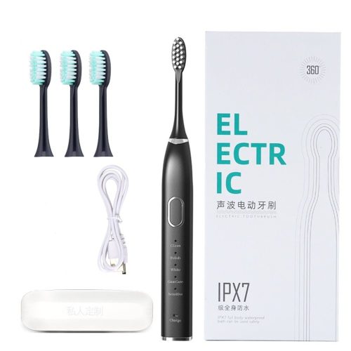 EL-ECTR-IC IPX7 Elektromos fogkefe - 3 db cserélhető fejjel - Fekete - tokkal