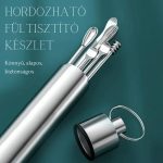 Set portabil de cerumen metalic, format din 6 piese, cu suport metalic