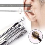 Set portabil de cerumen metalic, format din 6 piese, cu suport metalic