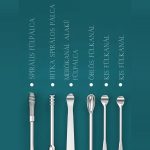 Set portabil de cerumen metalic, format din 6 piese, cu suport metalic