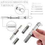 Set portabil de cerumen metalic, format din 6 piese, cu suport metalic