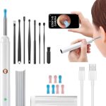 Bezdrátový čistič uší s HD kamerou, 7 kovovými lžičkami a ochranným krytem - Bílá