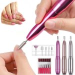 Hordozható prémium körömcsiszológép csiszolófejekkel - Metál pink - Black Friday