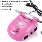 Elektrický pilník na nehty s nastavitelnou rychlostí, nožním pedálem, brusnými hlavicemi - DM-208 - růžový
