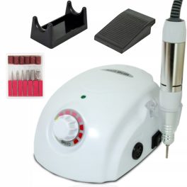   Elektrická bruska na nehty s ruční jednotkou, držákem, nožním pedálem, brusnými hlavami - DM-212 - Bílá