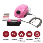 Elektrická bruska na nehty, ruční jednotka s držákem, nožním pedálem, brusnými hlavami - DM-212 - růžová