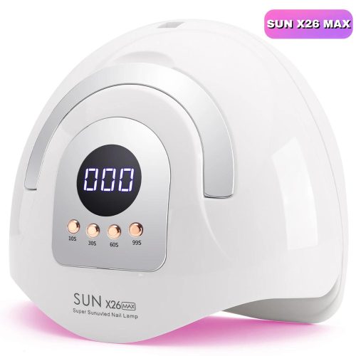SUN X26 MAX UV/LED Műkörmös Lámpa Időzítővel, LCD KIjelzővel, Levehető Alappal, Minden Géllakkhoz - Fehér