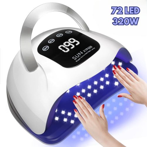Lampă de unghii SUN X19 MAX UV/LED cu temporizator, ecran tactil LCD, senzor inteligent - Albă