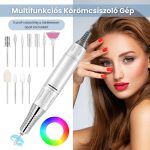 Pile electrică profesională portabilă pentru unghii, cu performanță de 45000 RPM și afișaj LCD, alb