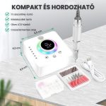 Pile electrică profesională portabilă pentru unghii, cu performanță de 45000 RPM și afișaj LCD, alb