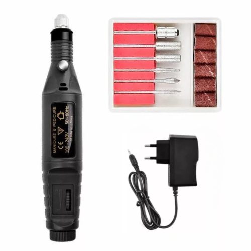 Elektromos mini körömcsiszoló gép - Fekete - Black Friday