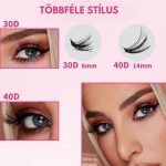 Set de gene false Tincses 2 în 1 cu lipici și fixator, îndepărtator de lipici, pensetă - 40D - 280 buc Q002