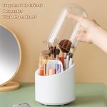 Otočný, priehľadný držiak na štetce, organizér na make-up, vodeodolný a prachotesný dizajn - biely