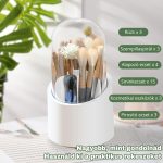 Otočný, priehľadný držiak na štetce, organizér na make-up, vodeodolný a prachotesný dizajn - biely