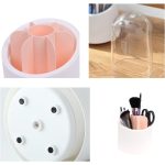 Otočný, priehľadný držiak na štetce, organizér na make-up, vodeodolný a prachotesný dizajn - ružový