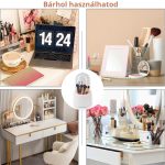 Otočný, priehľadný držiak na štetce, organizér na make-up, vodeodolný a prachotesný dizajn - ružový