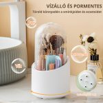 Otočný priehľadný držiak na štetce a organizér na kozmetiku s vodotesným a prachotesným dizajnom – Modrý