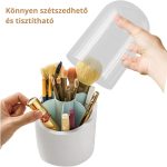 Otočný priehľadný držiak na štetce a organizér na kozmetiku s vodotesným a prachotesným dizajnom – Modrý