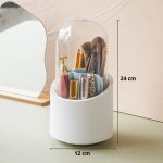 Otočný priehľadný držiak na štetce a organizér na kozmetiku s vodotesným a prachotesným dizajnom – Modrý