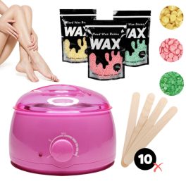   Set de epilare Wax 100 - 300 g de ceară și 10 spatule - Roz