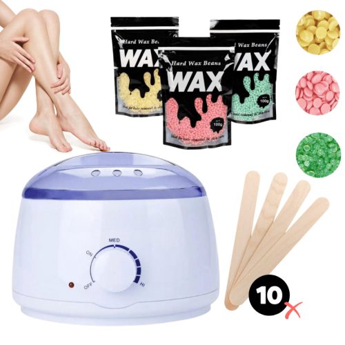 Set de epilare Wax 100 - 300 g de ceară și 10 spatule - Alb