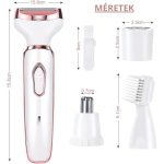 Set de aparat de ras electric cu capete interschimbabile, pentru utilizare uscata si umeda, pentru toate tipurile de piele - Alb-Roz