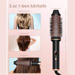 Horkovzdušný kartáč na vlasy s více nastaveními teploty a LCD displejem - černo-růžovo-zlatý - WT-115