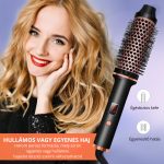 Horkovzdušný kartáč na vlasy s více nastaveními teploty a LCD displejem - černo-růžovo-zlatý - WT-115