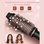 Horkovzdušný kartáč na vlasy s více nastaveními teploty a LCD displejem - černo-růžovo-zlatý - WT-115