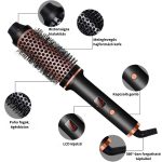Horkovzdušný kartáč na vlasy s více nastaveními teploty a LCD displejem - černo-růžovo-zlatý - WT-115