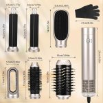 Sada na úpravu vlasů 6 v 1 s horkovzdušnou hlavicí a rukavicemi pro rovné a vlnité vlasy - stříbrná - WT-632