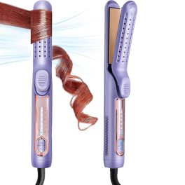   Žehlička na vlasy a kulma 2 v 1 s více nastaveními teploty, pro krátké i dlouhé vlasy - fialová - WT-077-2