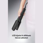 Žehlička na vlasy s nastavitelnou teplotou, LCD displejem, rozšířenou topnou deskou, pro suché i mokré vlasy - černá