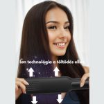 Žehlička na vlasy s nastavitelnou teplotou, LCD displejem, rozšířenou topnou deskou, pro suché i mokré vlasy - černá