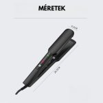 Žehlička na vlasy s nastavitelnou teplotou, LCD displejem, rozšířenou topnou deskou, pro suché i mokré vlasy - černá