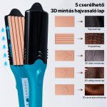 Žehlička na vlasy s vyměnitelnými 3D vzorovanými deskami, více nastaveními teploty, pro všechny typy vlasů