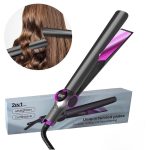 Žehlička na vlasy a kulma 2 v 1 s rychlým zahříváním, více teplotními režimy, LCD displejem - šedo-fialová