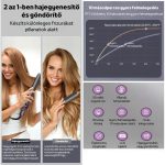 Žehlička na vlasy a kulma 2 v 1 s rychlým zahříváním, více teplotními režimy, LCD displejem - šedo-fialová