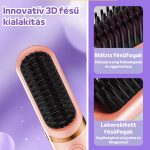 Přenosný hřeben na rovnání vlasů s třístupňovým nastavením, rychlým ohřevem, inovativním designem - růžový