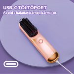 Přenosný hřeben na rovnání vlasů s třístupňovým nastavením, rychlým ohřevem, inovativním designem - růžový