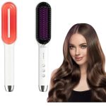 Kartáč na rovnání vlasů s inteligentní regulací teploty, technologií ohřevu PTC, zápornými ionty - bílo-červený