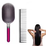 Kartáč na vlasy s vzduchovým polštářem a hřebenem se širokými zuby pro styling a česání - růžový