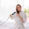Perie de coafat cu 3 capete interschimbabile, viteze și temperaturi multiple, ioni negativi - Alb