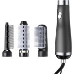 Hair Styling Brush with 3 Interchangeable Heads, Multiple Speeds and Temperatures, Negative Ions - Black