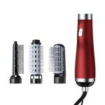 Hair Styling Brush with 3 Interchangeable Heads, Multiple Speeds and Temperatures, Negative Ions - Red
