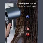 Negativní iontový fén s vyměnitelnými hlavicemi, nastavitelnou teplotou a proudem vzduchu – stříbrně šedý