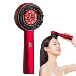 Elektrický masážní kartáč na vlasy s dávkovačem oleje a terapií červeným světlem, červený