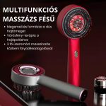Elektrický masážní kartáč na vlasy s dávkovačem oleje a terapií červeným světlem, červený