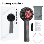 Elektrický masážní kartáč na vlasy s dávkovačem oleje a terapií červeným světlem, šedý