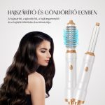 5v1 Multifunkční horkovzdušný kulma s automatickým natáčením, žehličkou na vlasy a fénem, bílá